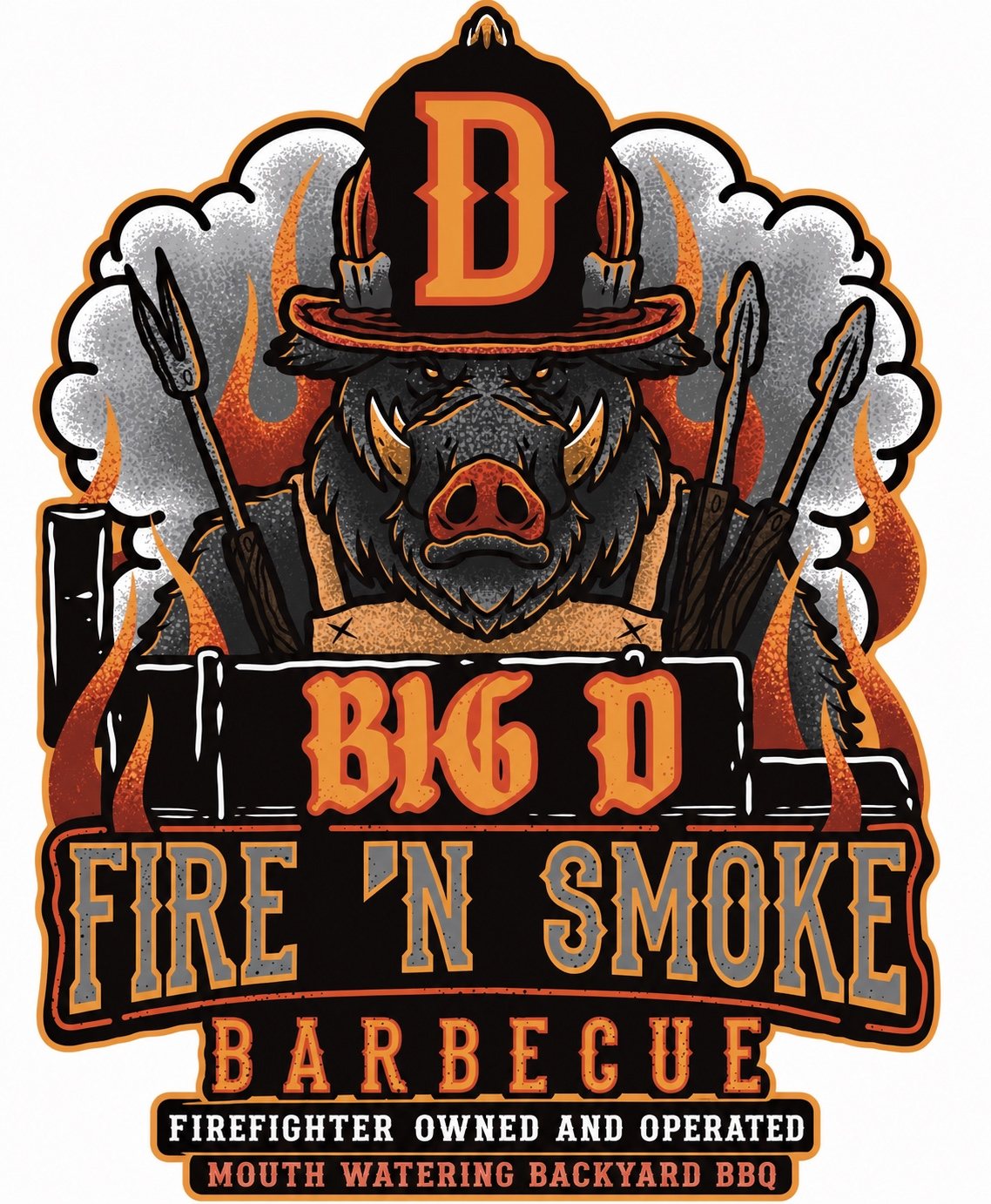 Big D’s Fire N Smoke Barbecue original logo