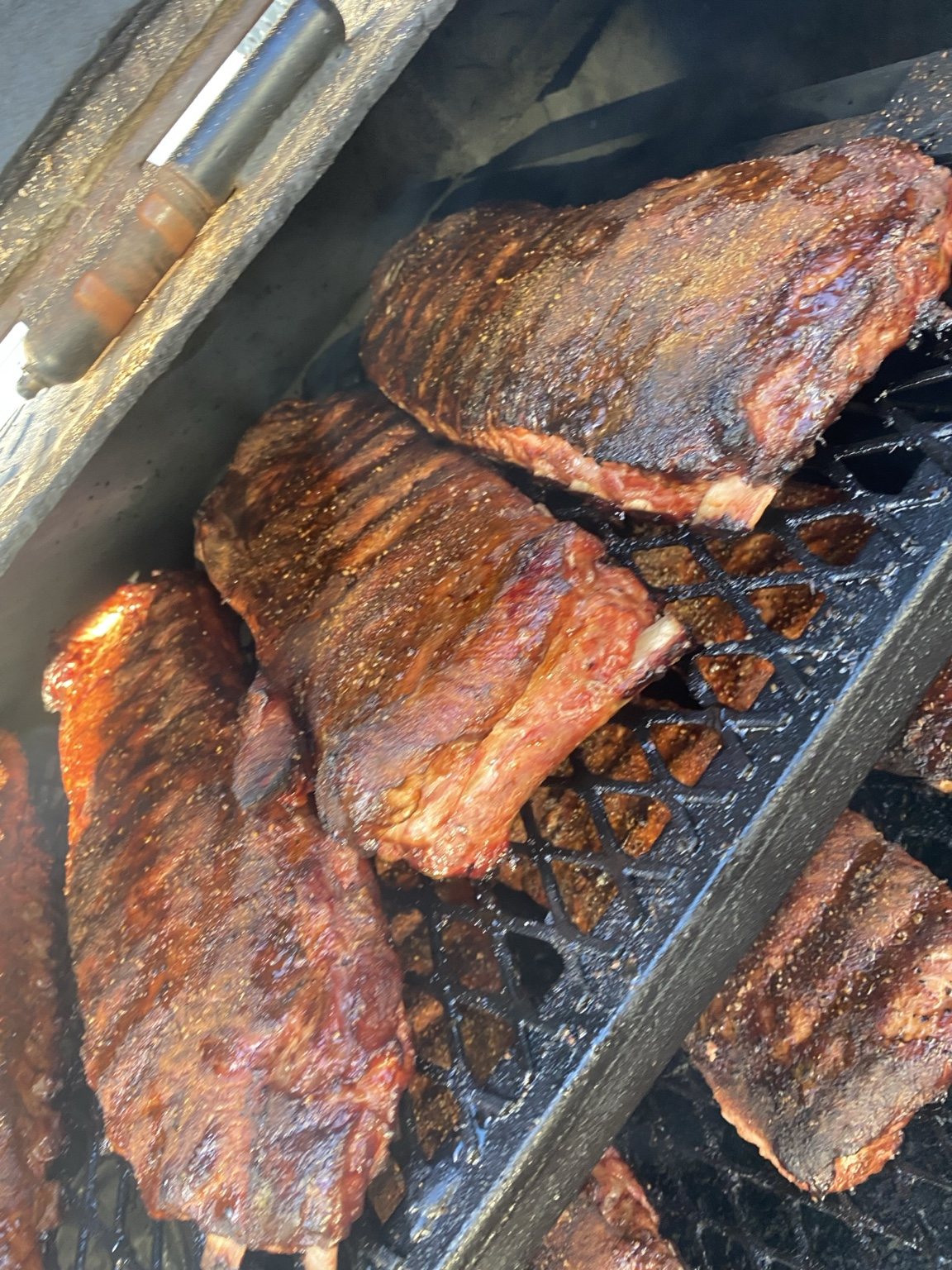 Racks of smoked ribs